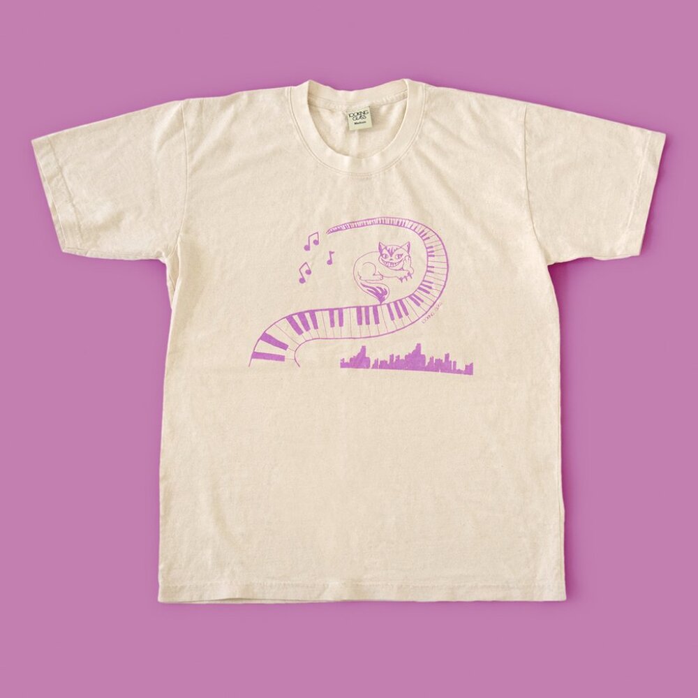 Looking Glass Cosmic Cat T-Shirt in Cream, M